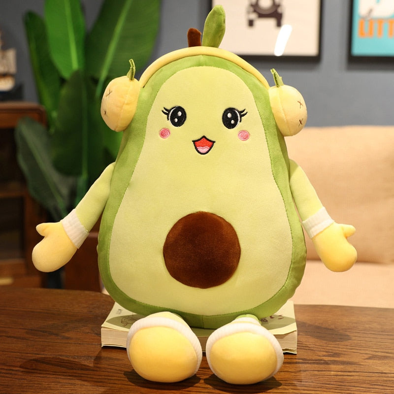 Groovy Avocado - Kawaii Avocado Plüschtier mit Kopfhörern