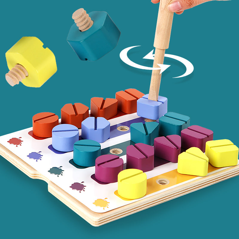 Wooden screw board | feinmotorische fähigkeiten spielerisch verbessern - puzzlespiel