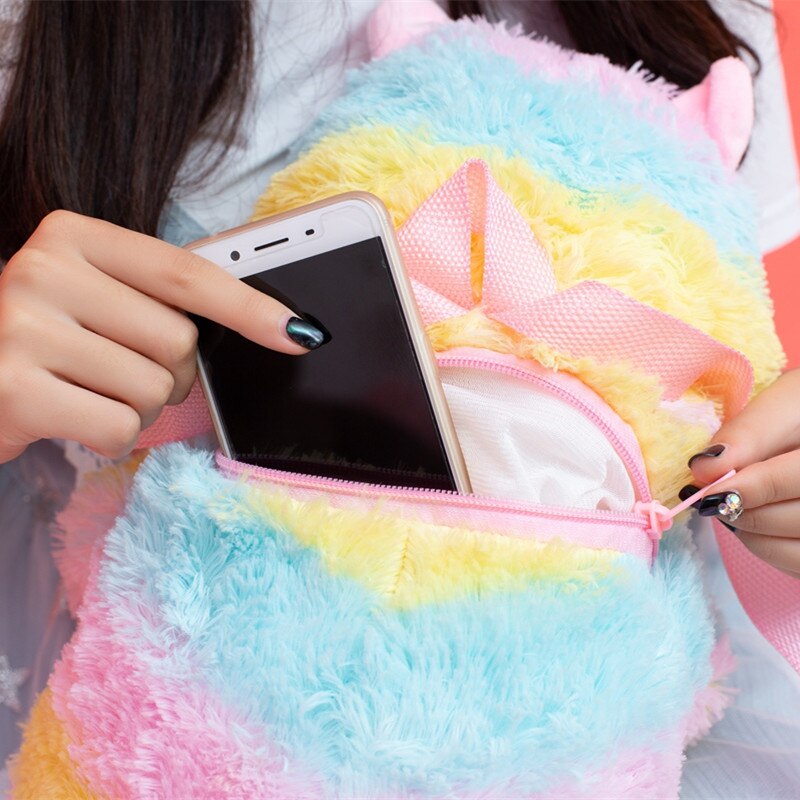 Regenbogen Alpaka Plüschtasche