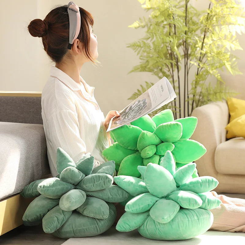 Grüne Kuschelblüte Kissen