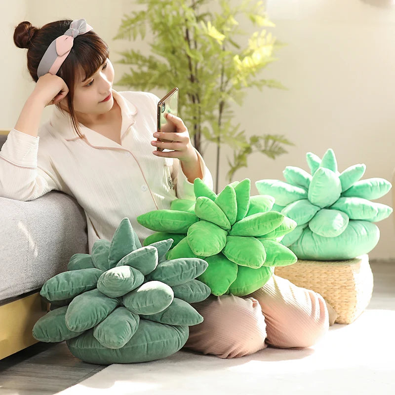 Grüne Kuschelblüte Kissen