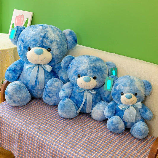 Max - Blaues Batik Teddybär Plüschfigur
