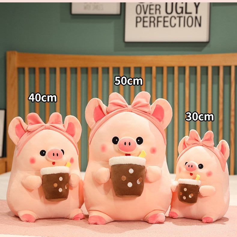 Rosie - Süßes Schweinchen Plüschfigur mit Bubble Tea