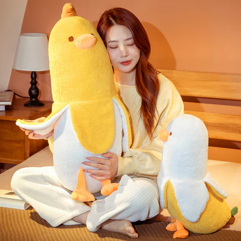 Banana Duck - Lustiger Plüschpinguin mit Bananen-Outfit
