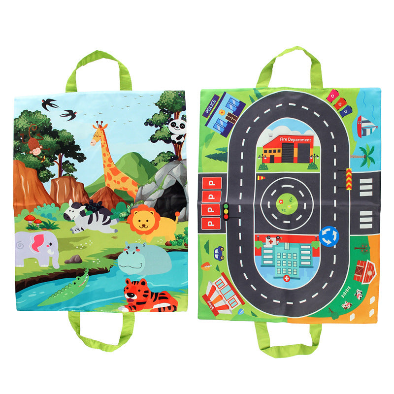 2in1 sensorische plüsch spielzeug autos mit strabenmatte und tasche für unterwegs