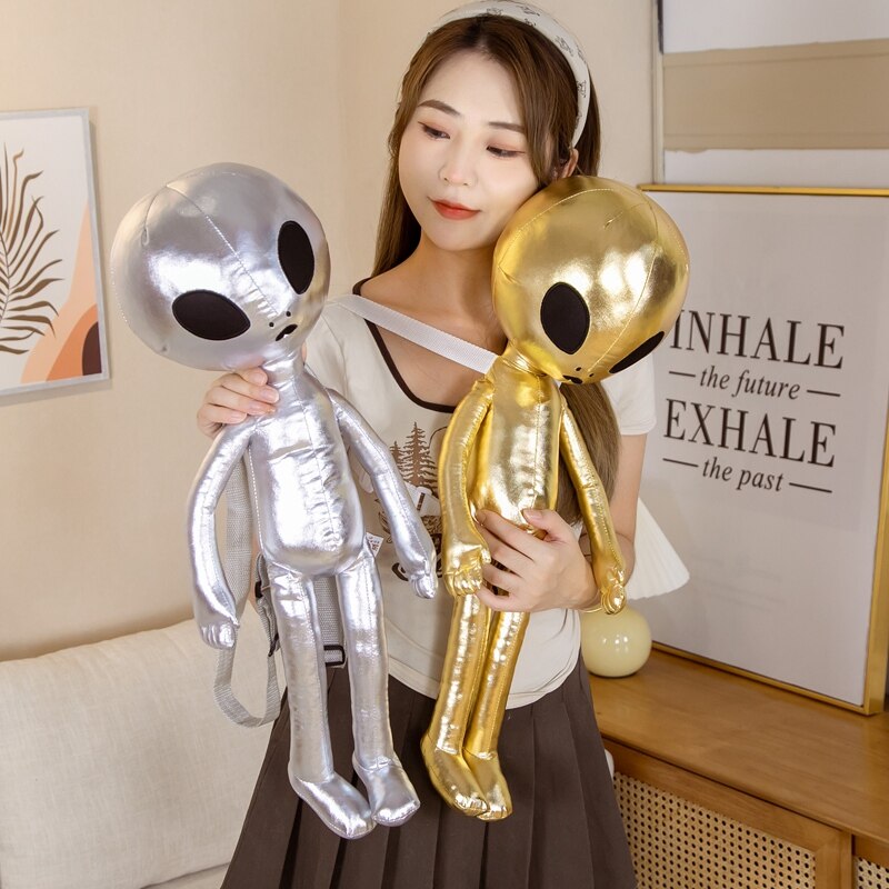 Metallic Alien Plüsch Rucksäcke