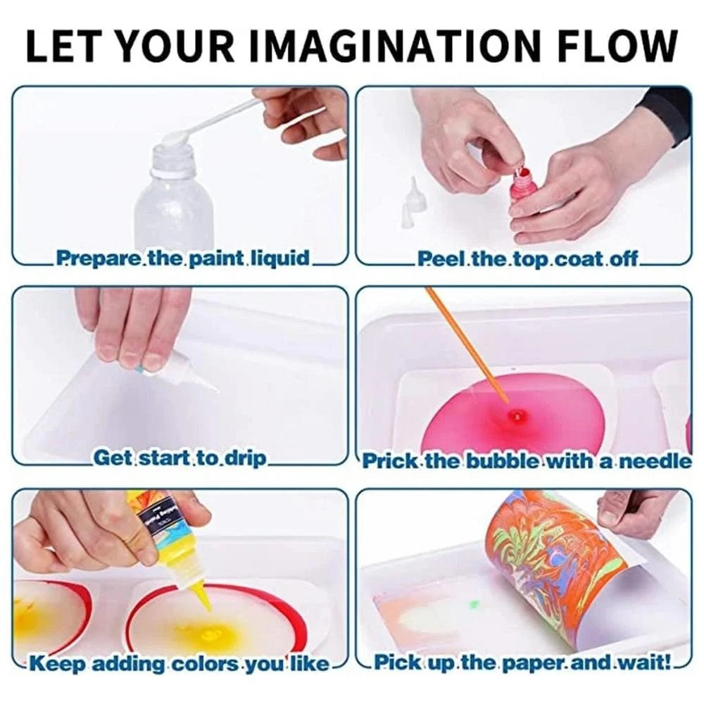 Water marbling paint set - farbenfrohe kunstwerke auf wasserbasis - malset
