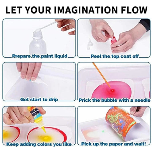 Water marbling paint set - farbenfrohe kunstwerke auf wasserbasis - malset