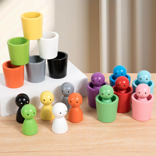 Montessori farben sortierbecher lernspiel aus holz