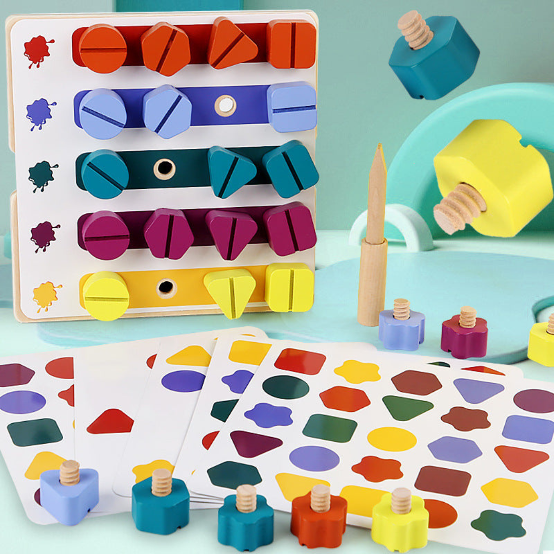 Montessori schrauben- holz- und farbspielzeug