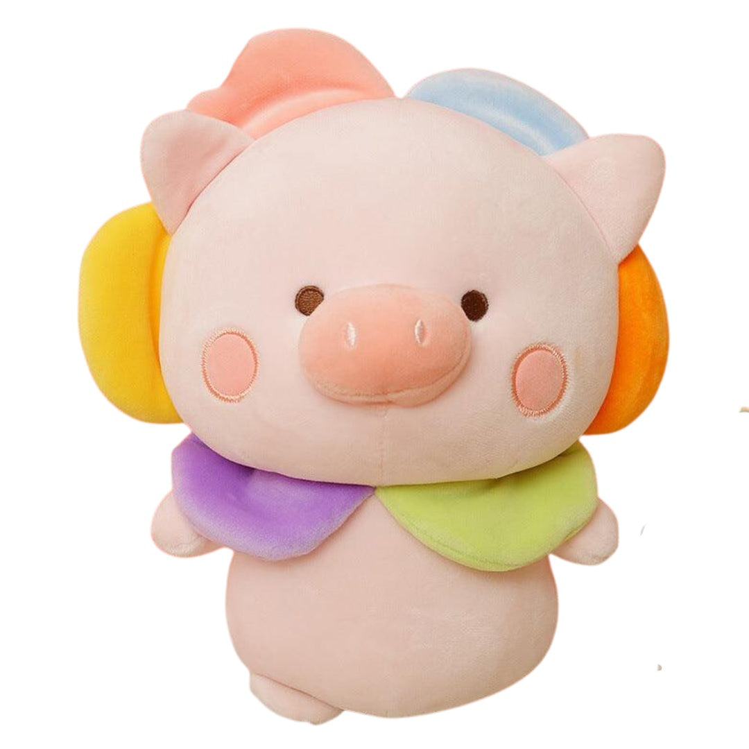 Kawaii Bär & Schweinchen Plüschpuppen mit niedlichen Blumenhüten