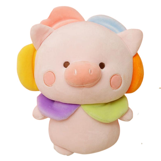 Kawaii Bär & Schweinchen Plüschpuppen mit niedlichen Blumenhüten