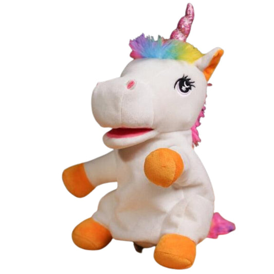 Niedliche Tier Plüsch Handpuppen, Stofftiere Hühner Einhorn Rinder Pinguine für Kinder