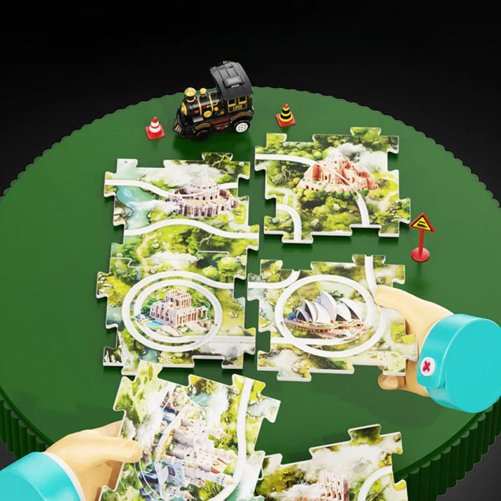 Weihnachts-puzzle-zugspielzeug