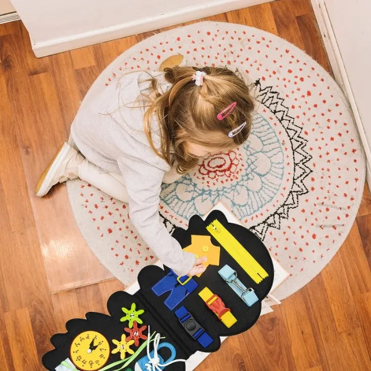 Toddler busy board - sensorische abenteuer - dino-filzbuch
