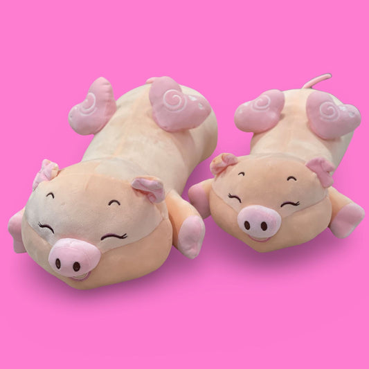 Kuschelndes Schweinchen mit Flügeln