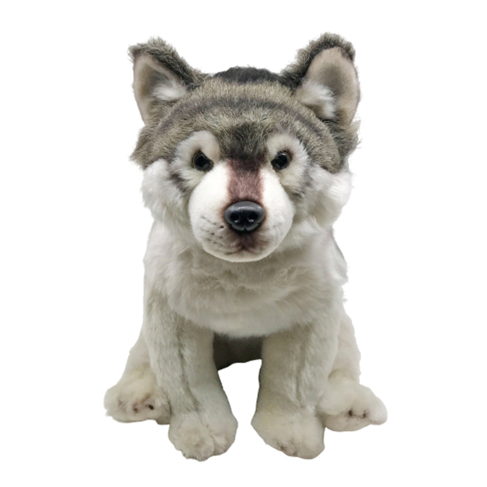 Grauer wolf kuscheltier
