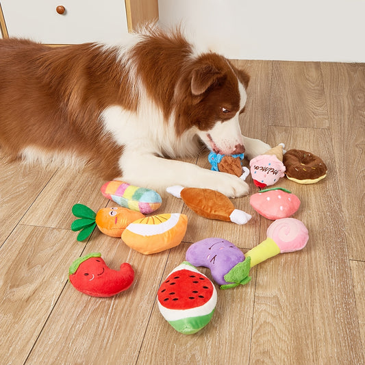 Verschiedene Quietschspielzeuge Hund