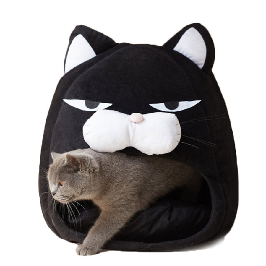 Gemütliches Tuxedo Kitty Plüsch Katzenbett