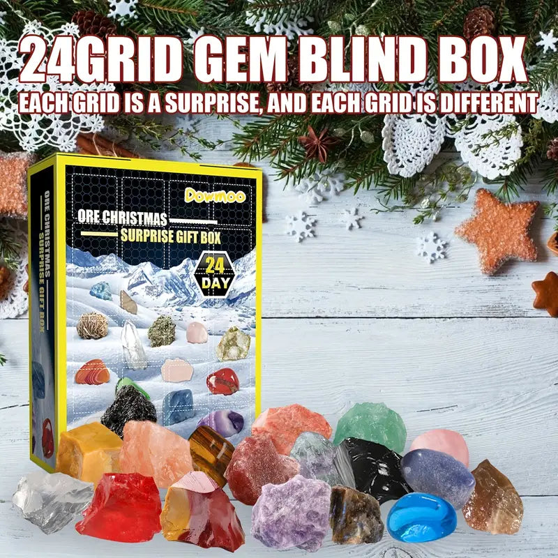 Weihnachtsgeschenk - 24 Mineralien-Überraschungen in der Geschenkbox