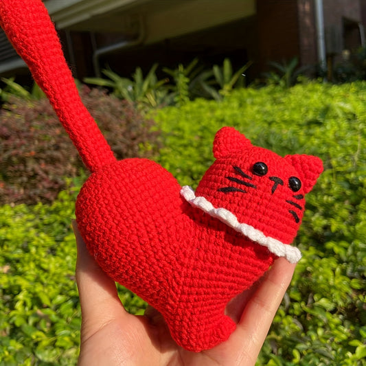 Handgehäkelte Katze aus Wolle