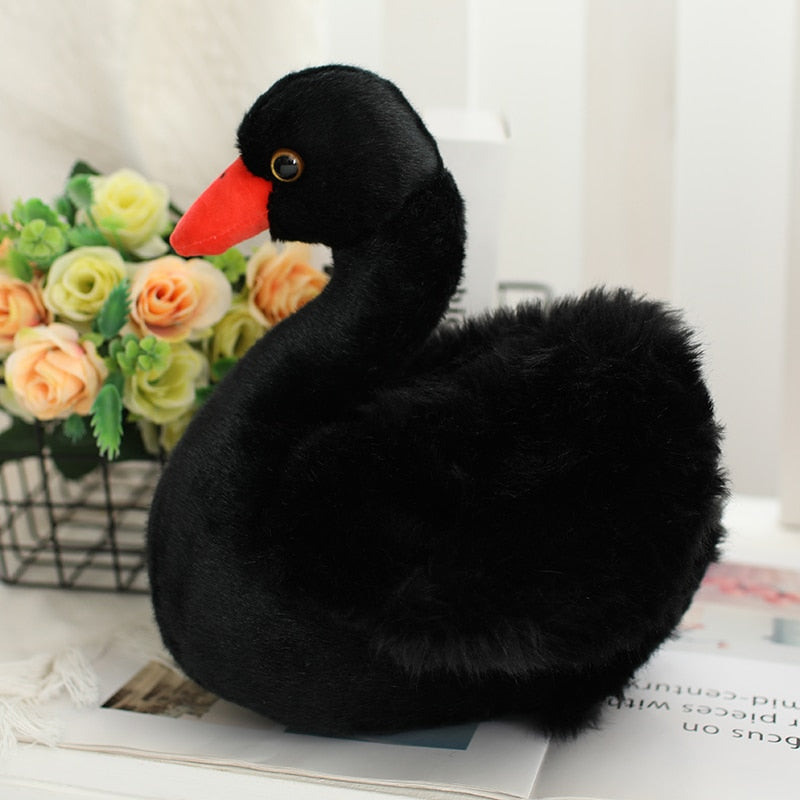 Wunderschöne schwarz-weiße Schwan-Plüschtiere