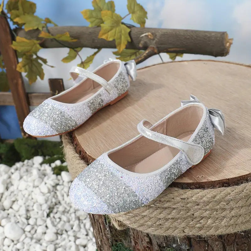 Bertina - Prinzessin Schuhe mit Pailletten & Schleifen-Dekor