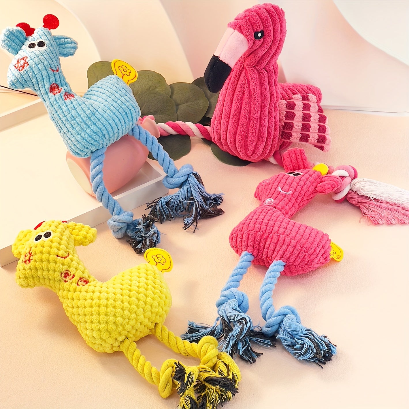 Flamingo Plüschspielzeug mit Seil
