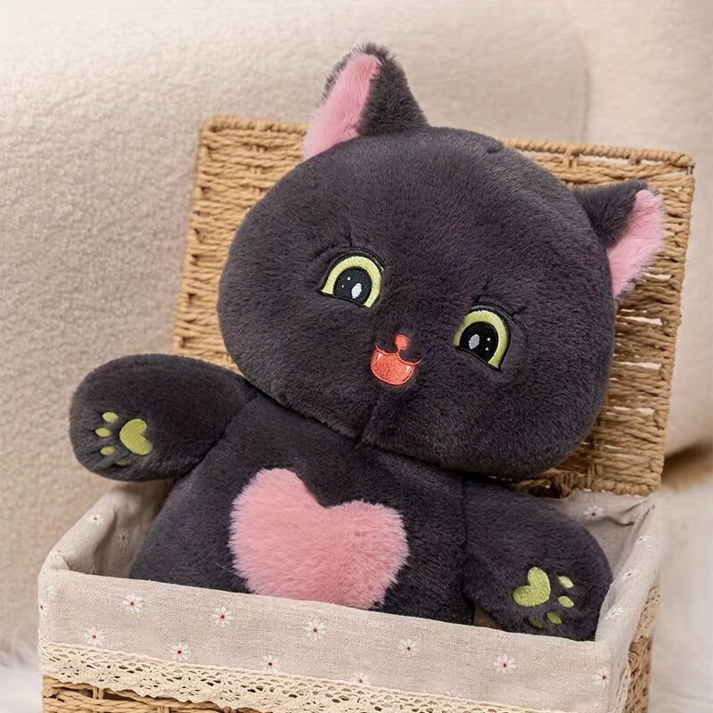 Herzförmige schwarze Katze Plüschtier