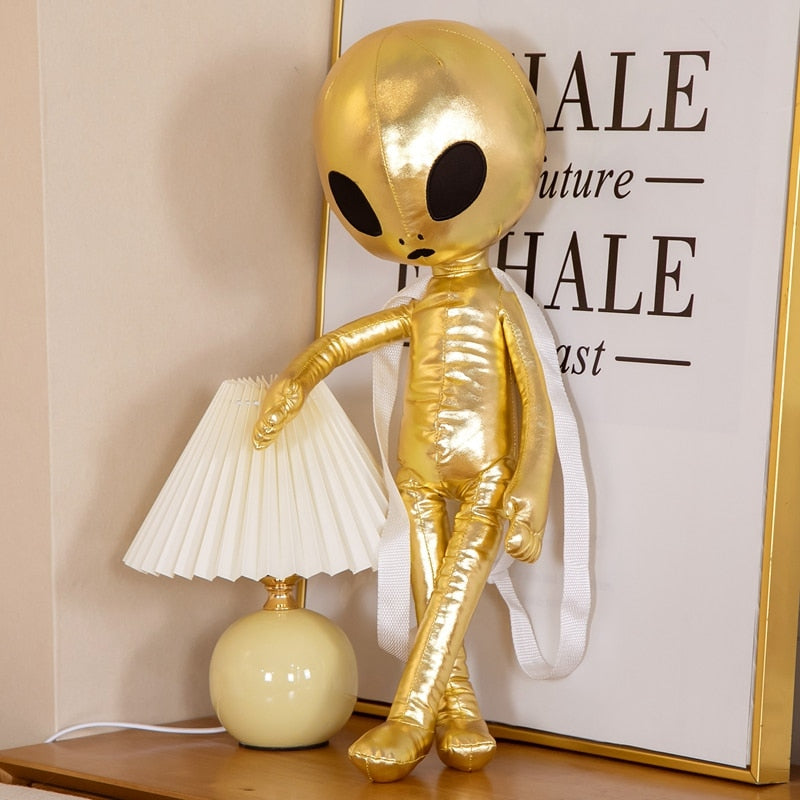 Metallic Alien Plüsch Rucksäcke