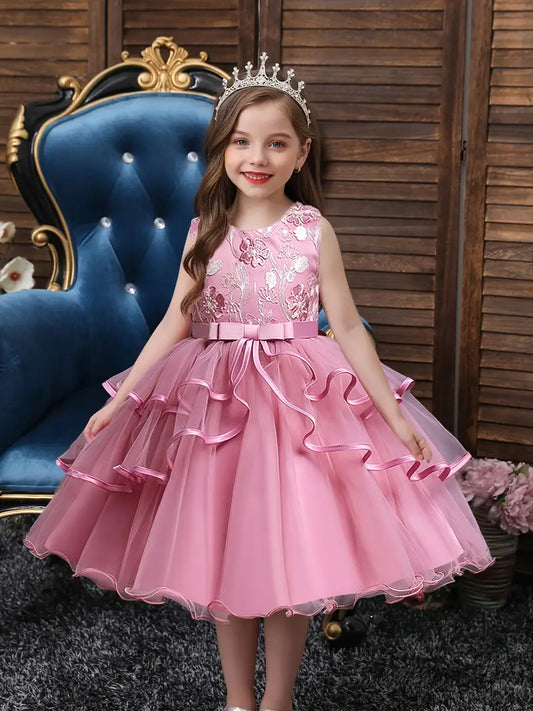 Odelia - Mädchen Prinzessin Blumenstickerei Tutu Kleid