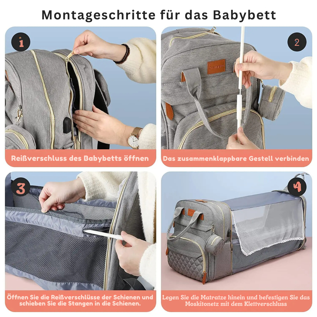 2-in-1 Baby rucksack mit integriertem wickelbett
