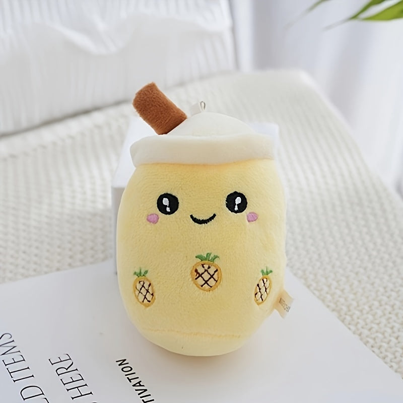 6er Set - Niedliche Frucht-Milchtee Becher Plüschpuppen Schlüsselanhänger