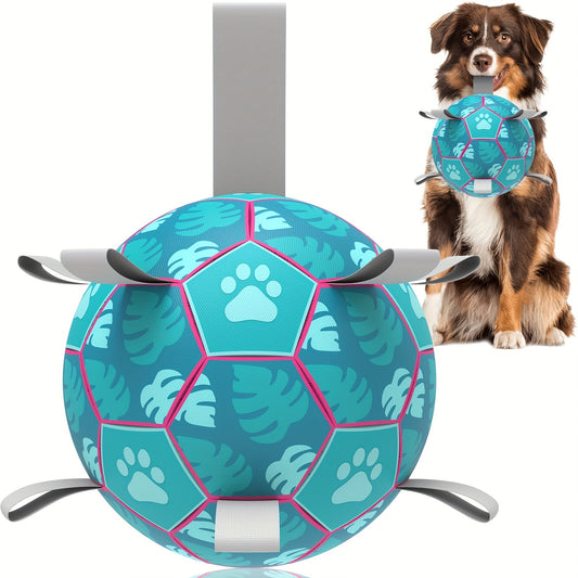 Robuster Fußball Hundespielzeug mit Riemen