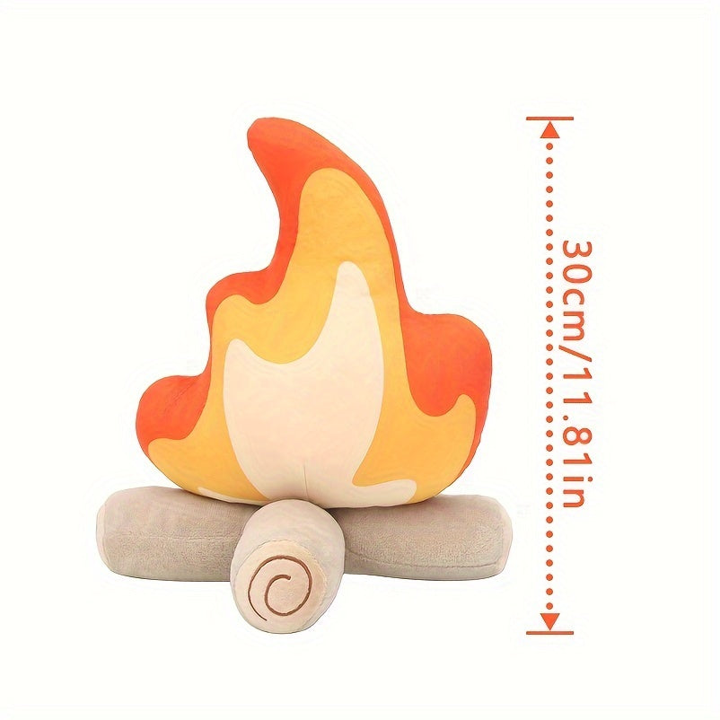 Lagerfeuer Plüschkissen - Weiches Stoffkissen mit Feuer- und Holzoptik