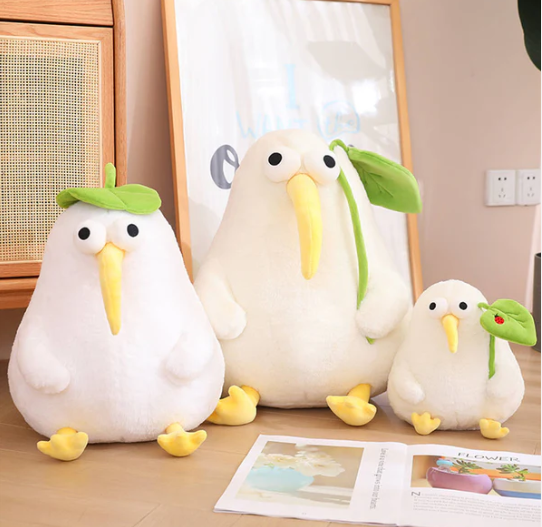 Kiwi bird kuscheltier mit lotusblatt