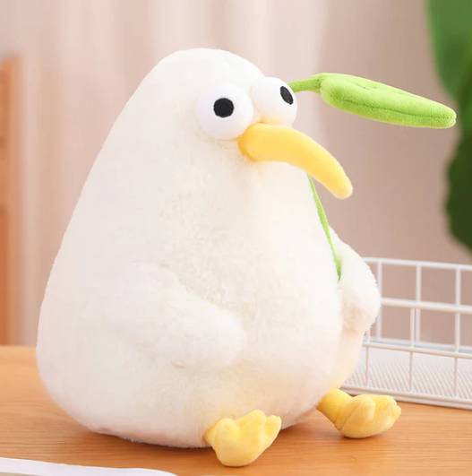 Kiwi bird kuscheltier mit lotusblatt