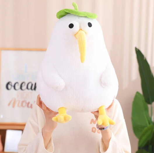 Kiwi bird kuscheltier mit lotusblatt