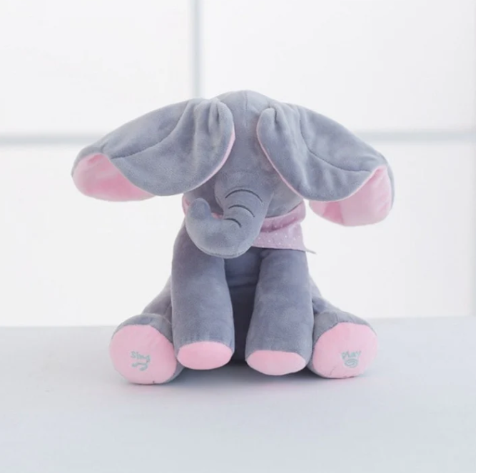 Peek a boo elefanten kissen grau