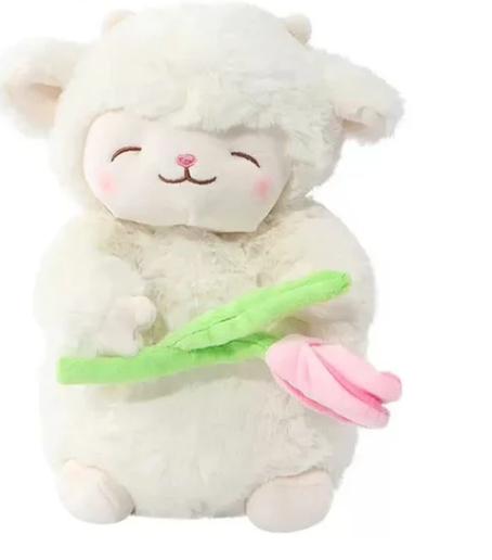Kuscheliges kawaii lamm mit blume
