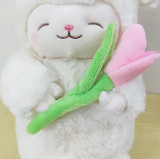 Kuscheliges kawaii lamm mit blume