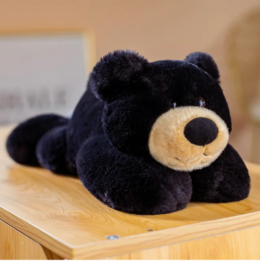 Schwarzer kuschelbär flauschig und liebenswert