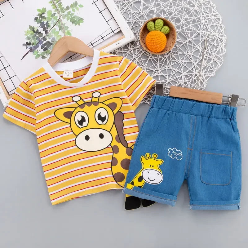 Giraffen-druck baumwollkleid-set