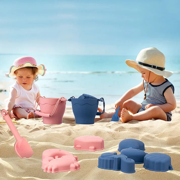 Umweltfreundliches strandspielzeug-set aus silikon