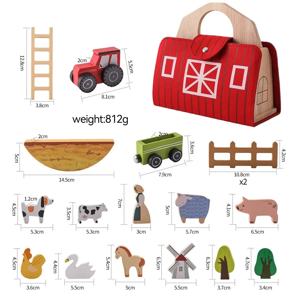 Woods - abenteuer auf dem bauernhof - spielset für bauernhoftiere aus holz