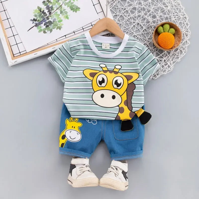 Giraffen-druck baumwollkleid-set