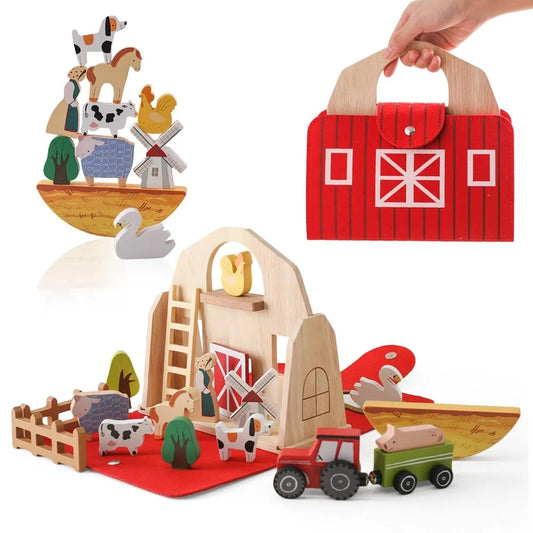 Woods - abenteuer auf dem bauernhof - spielset für bauernhoftiere aus holz