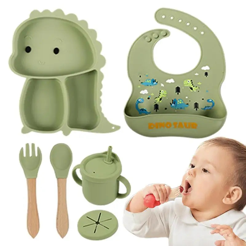 Dinosaurier-themen silikon kindergeschirr set