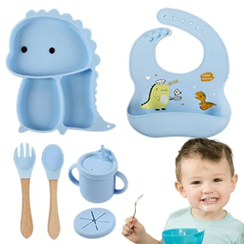 Dinosaurier-themen silikon kindergeschirr set