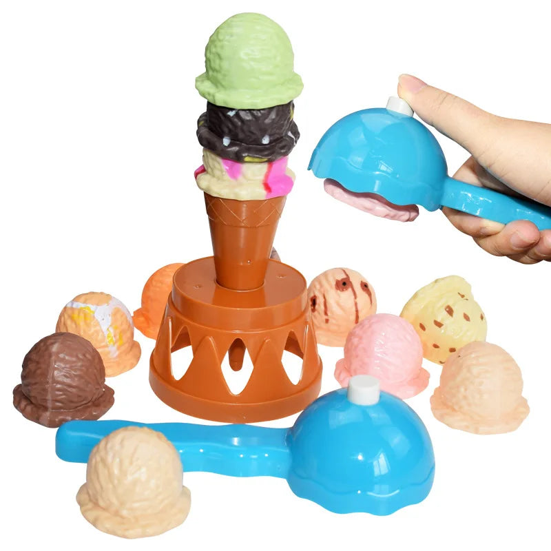 Eiskugel-turm gleichgewichtsspiel